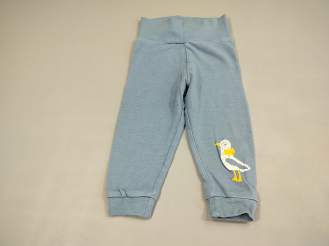 Pantalon jersey bleu clair, oiseau, moins cher chez Petit Kiwi