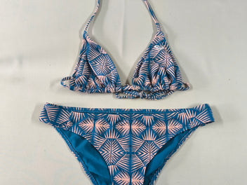 Bikini  triangles vert motifs roses, S