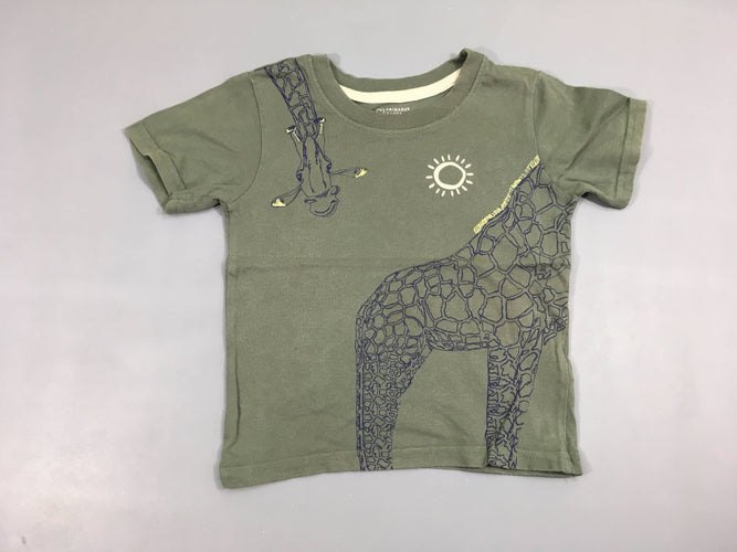 T-shirt m.c kaki Girafes bouloché, moins cher chez Petit Kiwi