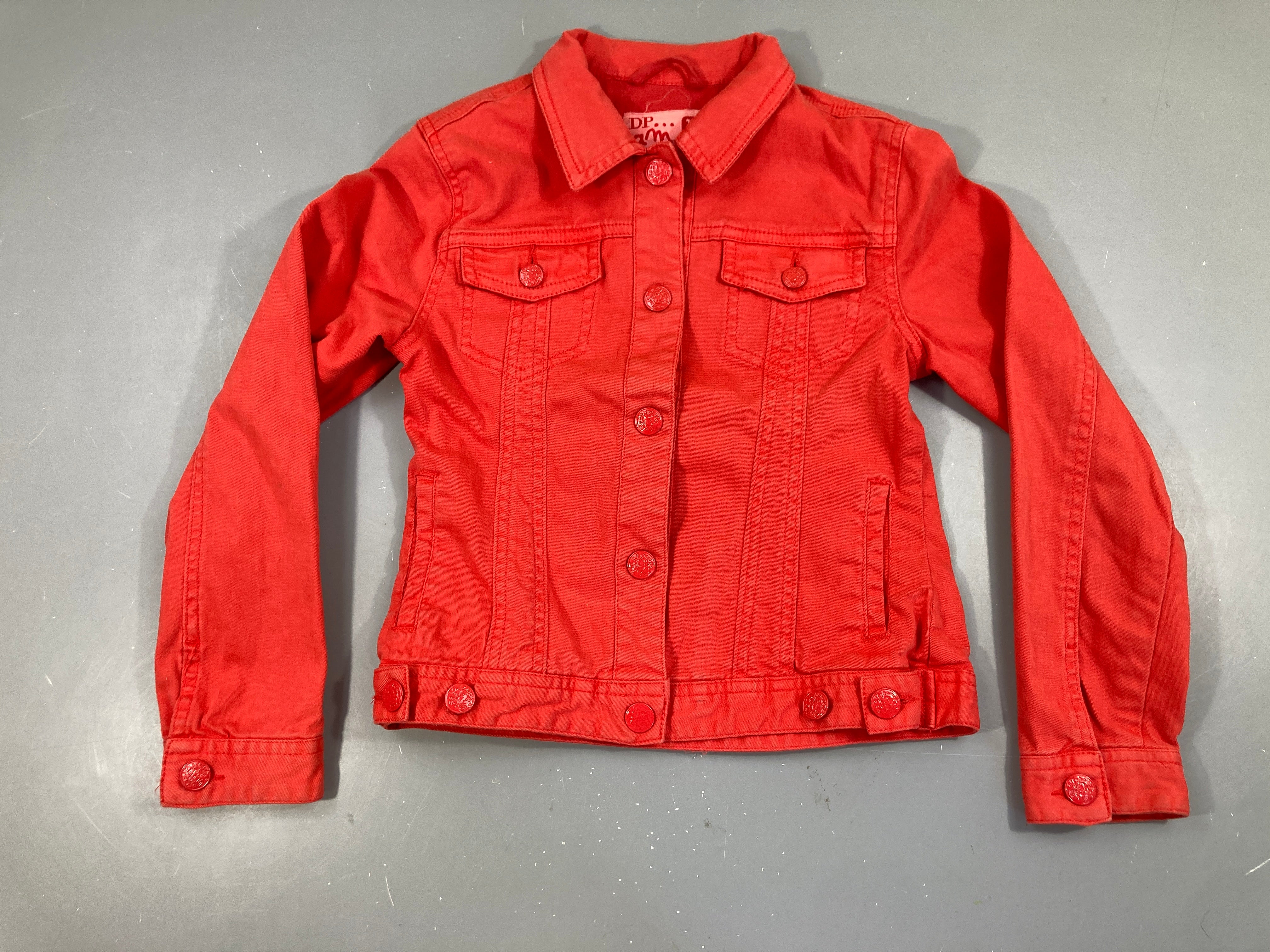 Veste en jean rouge corail