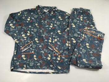 Pyjama 2 pcs flanelle bleu dino espace Bouloché