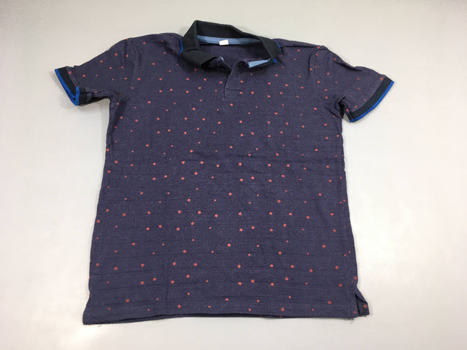 Polo m.c texturé mauve étoiles oranges col bleu, moins cher chez Petit Kiwi