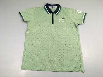 Polo m.c jersey vert traits bleus/blancs Cool Kids