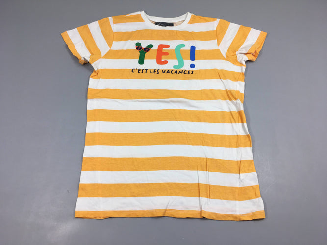 T-shirt m.c blanc rayé orange Yes!, moins cher chez Petit Kiwi