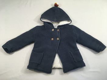 Gilet épais bleu marine doublé peluche, décoloré