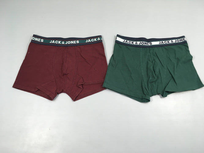 2 Boxers Bordeau/vert Jack&Jones, moins cher chez Petit Kiwi