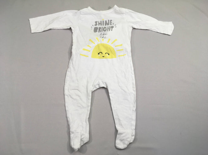 Pyjama jersey blanc shine bright, légèrement bouloché, moins cher chez Petit Kiwi