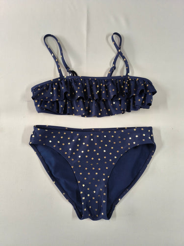 Bikini bandeau bleu foncé étoiles dorées, moins cher chez Petit Kiwi