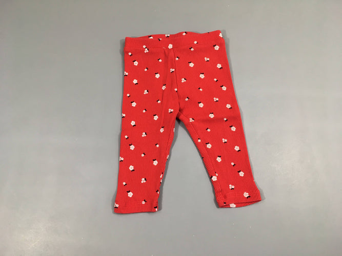 Pantalon molleton côtes rouge fleurs, moins cher chez Petit Kiwi