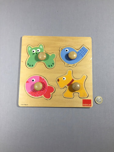 Puzzle en bois - 4 animaux, moins cher chez Petit Kiwi