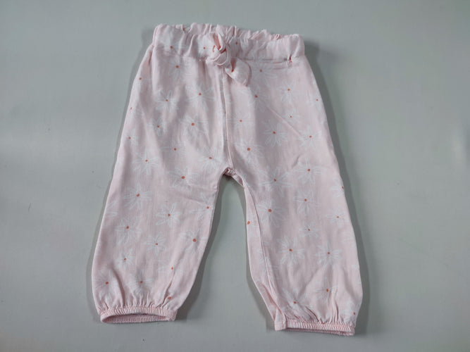Pantalon fluide rose clair fleurs, moins cher chez Petit Kiwi