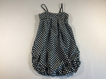 Robe ballon noir à pois blancs - fines bretelles -