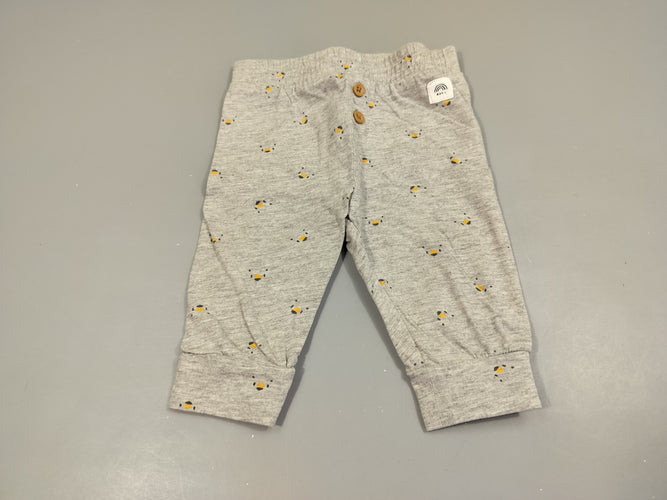 Pantalon gris clair flammé taille et chevilles élastiques à motifs  95% coton 5% viscose, moins cher chez Petit Kiwi