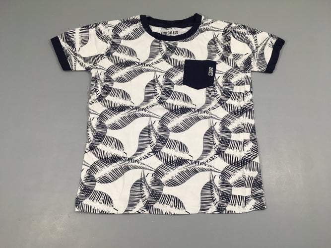 T-shirt m.c blanc motifs bleu poche, moins cher chez Petit Kiwi