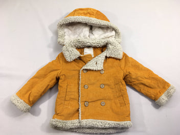 Veste velours côtelé orange à capuche amovible