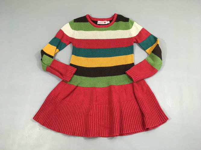 Robe m.l pull rouge rayé multicolore, moins cher chez Petit Kiwi