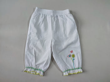 Pantalon léger blanc broderie fleurs