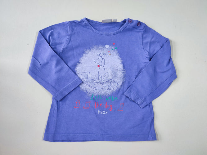 T-shirt m.l mauve chien "Let's walk the dog", moins cher chez Petit Kiwi