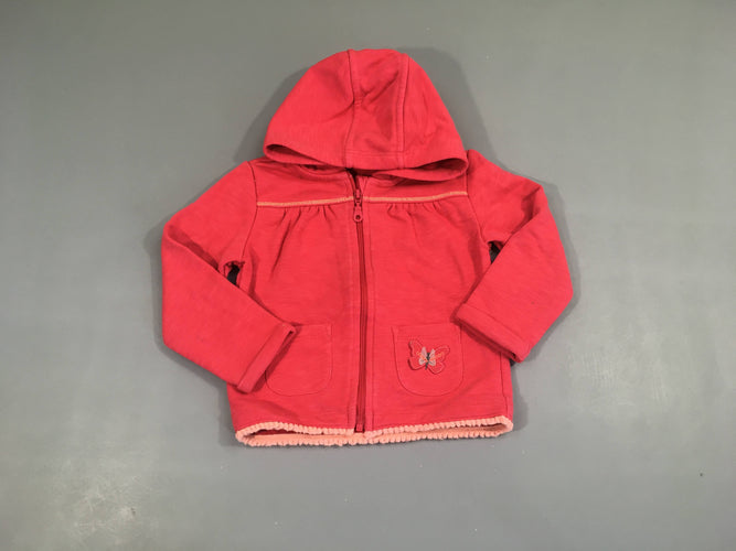 Sweat zippéà capuche rose flammé papillon, moins cher chez Petit Kiwi