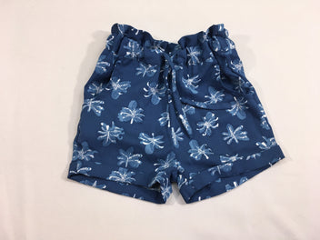 Short fluide bleu fleurs