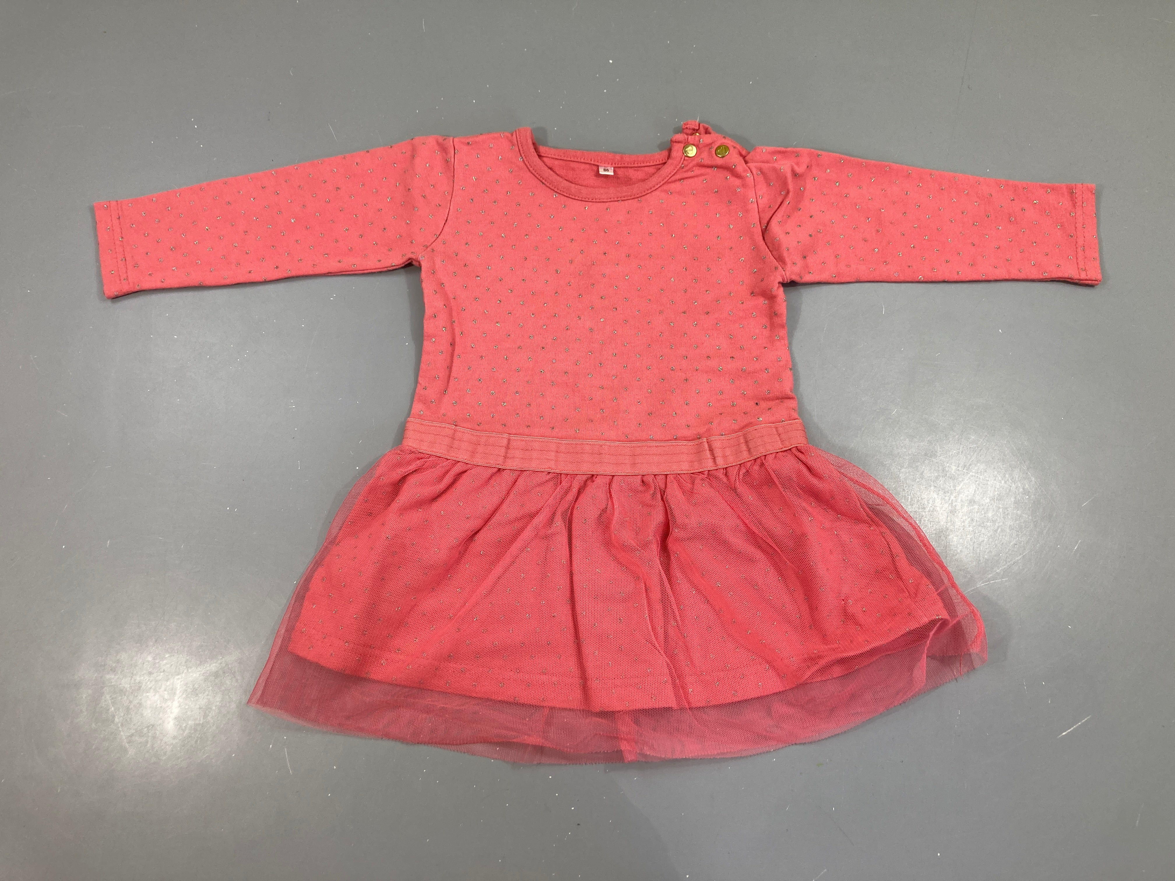 Robe m.l jersey/tulle bas rose pois argenté Tache arrière manche