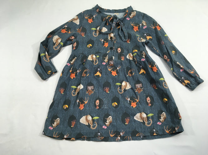 Robe m.l bleu foncé animaux, moins cher chez Petit Kiwi