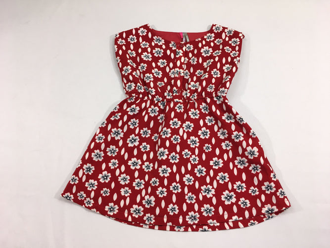 Robe m.c voile rouge fleurs, moins cher chez Petit Kiwi