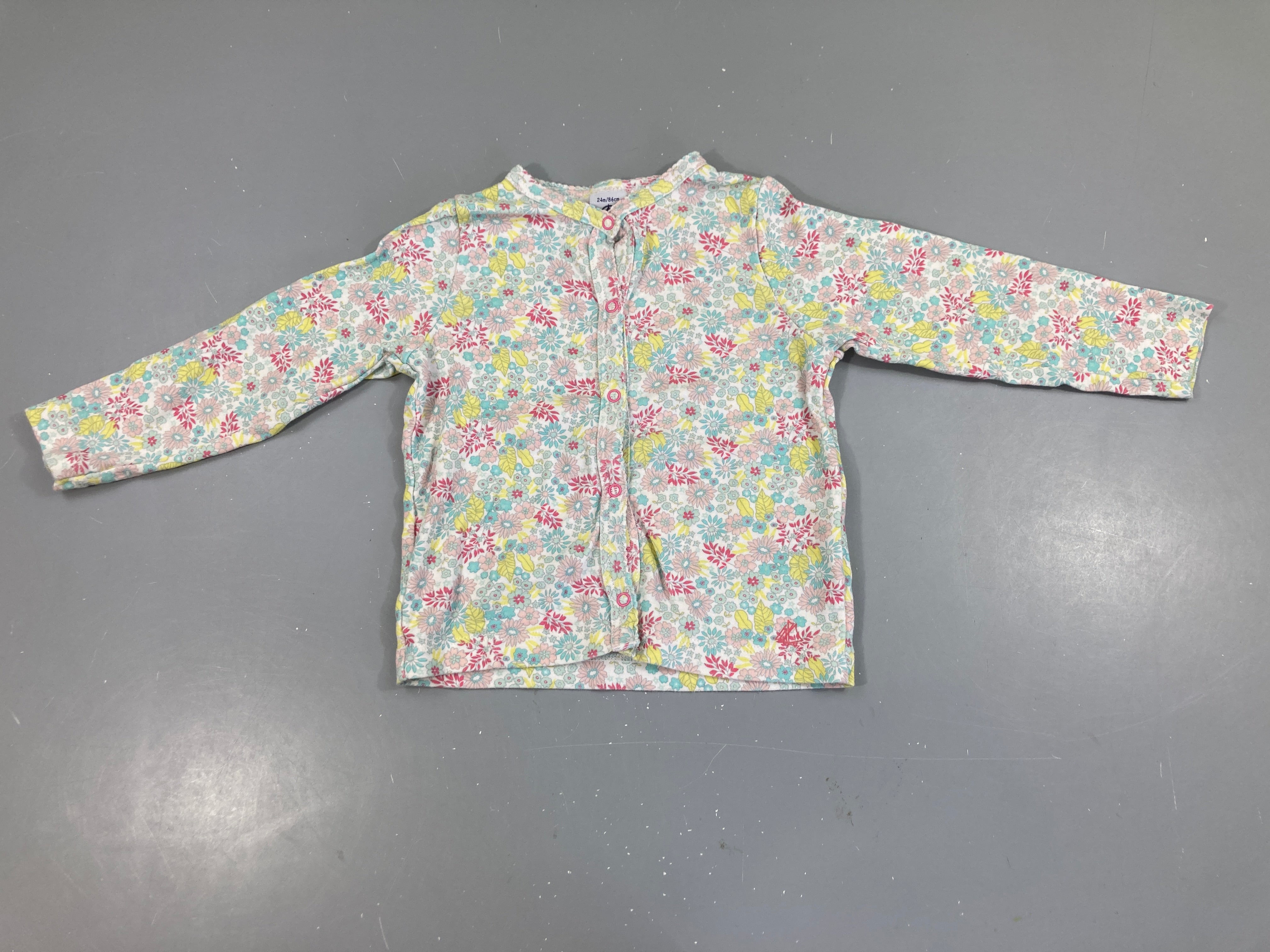 T-shirt m.l à pressions blanc fleuri