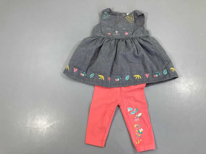 Robe s.m gris chat + Legging rose, moins cher chez Petit Kiwi