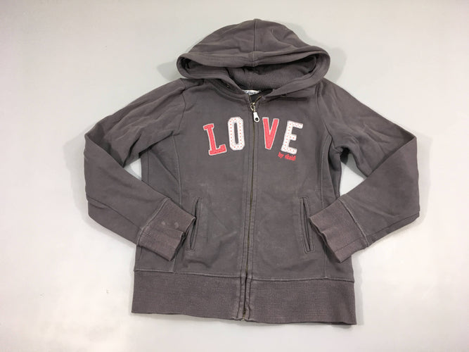 Sweat zippéà capuche gris foncé Love, moins cher chez Petit Kiwi