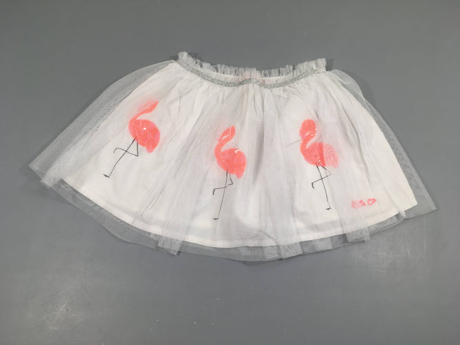 Jupe blanche tulle flamants roses, moins cher chez Petit Kiwi