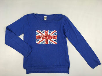 Pull bleu irisé drapeau sequins-Légèrement bouloché