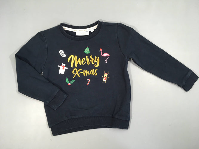 Sweat bleu foncé Merrayé X-mas, moins cher chez Petit Kiwi