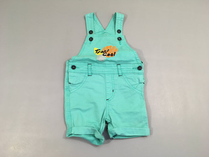 Salopette short turquoise feuillage Cool, moins cher chez Petit Kiwi