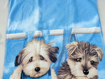 Essuie de bain bleu 2 chiens