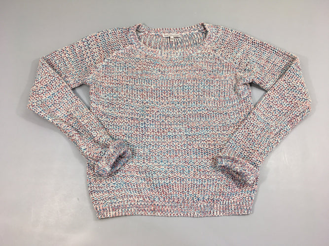 Pull blanc chiné rose/bleu, moins cher chez Petit Kiwi