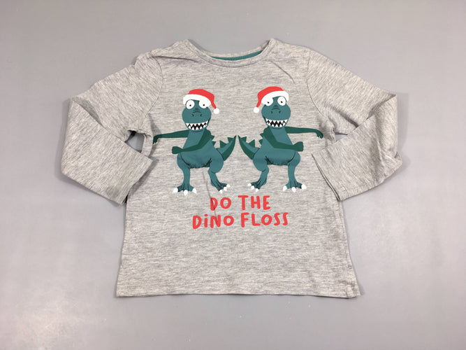 T-shirt m.l gris chiné Dinos de Noël, moins cher chez Petit Kiwi