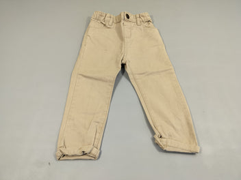 Pantalon beige à revers