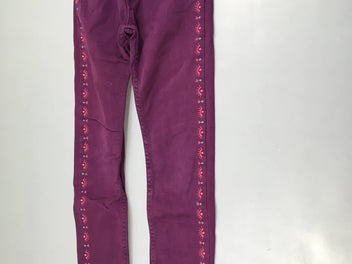 Pantalon denim mauve broderies