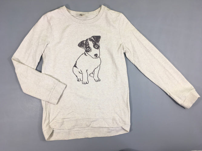 Sweat beige chien texturé Bouloché, moins cher chez Petit Kiwi