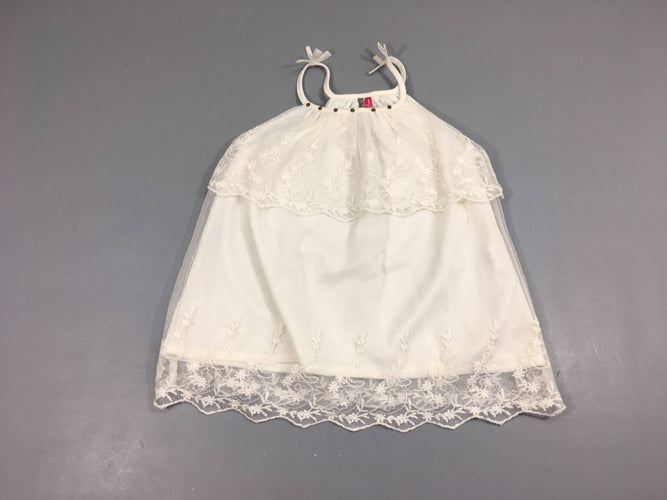 Top blanc voile broderies, moins cher chez Petit Kiwi