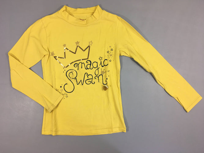 T-shirt m.l col montant jaune Couronne sequins-Légèrement bouloché, moins cher chez Petit Kiwi