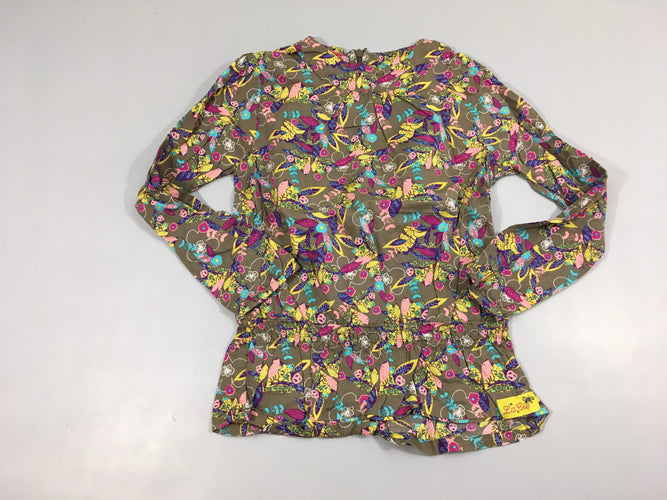 Blouse ml grise fleurs, moins cher chez Petit Kiwi