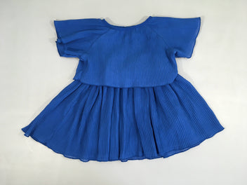 Robe voile m.c bleue plissée