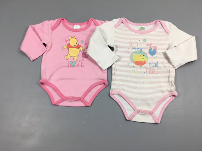 2 Bodies m.l rose/blanc Winnie, moins cher chez Petit Kiwi