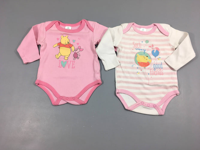 2 Bodies m.l rose/blanc Winnie, moins cher chez Petit Kiwi