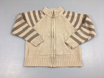 Gilet beige rayé gris