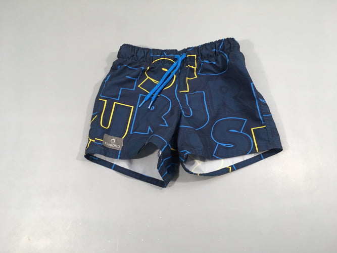 Maillot short bleu foncé lettres, moins cher chez Petit Kiwi