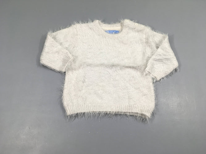 Pull duveteux blanc, moins cher chez Petit Kiwi