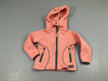 Sweat zippéà capuche maille rose chiné